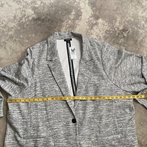 Torrid Blazer Womens 6X Textured Boyfriend Knit Trench Jacket White Black - Picture 2 of 11